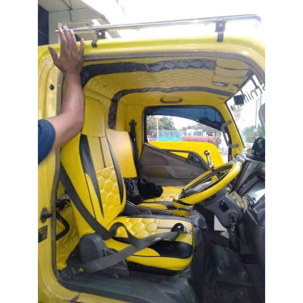 sarung jok mobil Mitsubishi canter motif sarang tawon