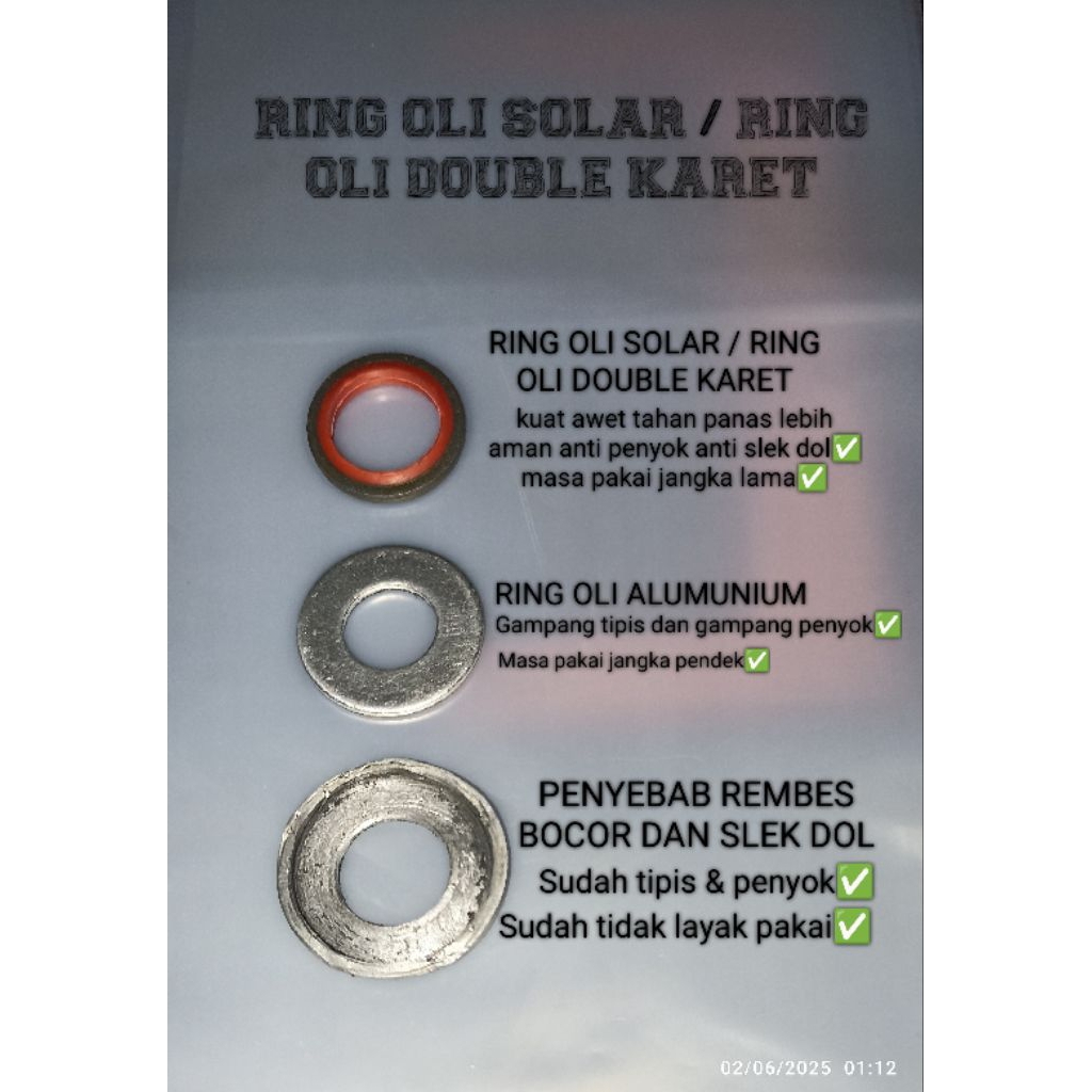 RING OLI SOLAR / RING OLI DOUBLE KARET ANTI SLEK DOL M6 S/D M16