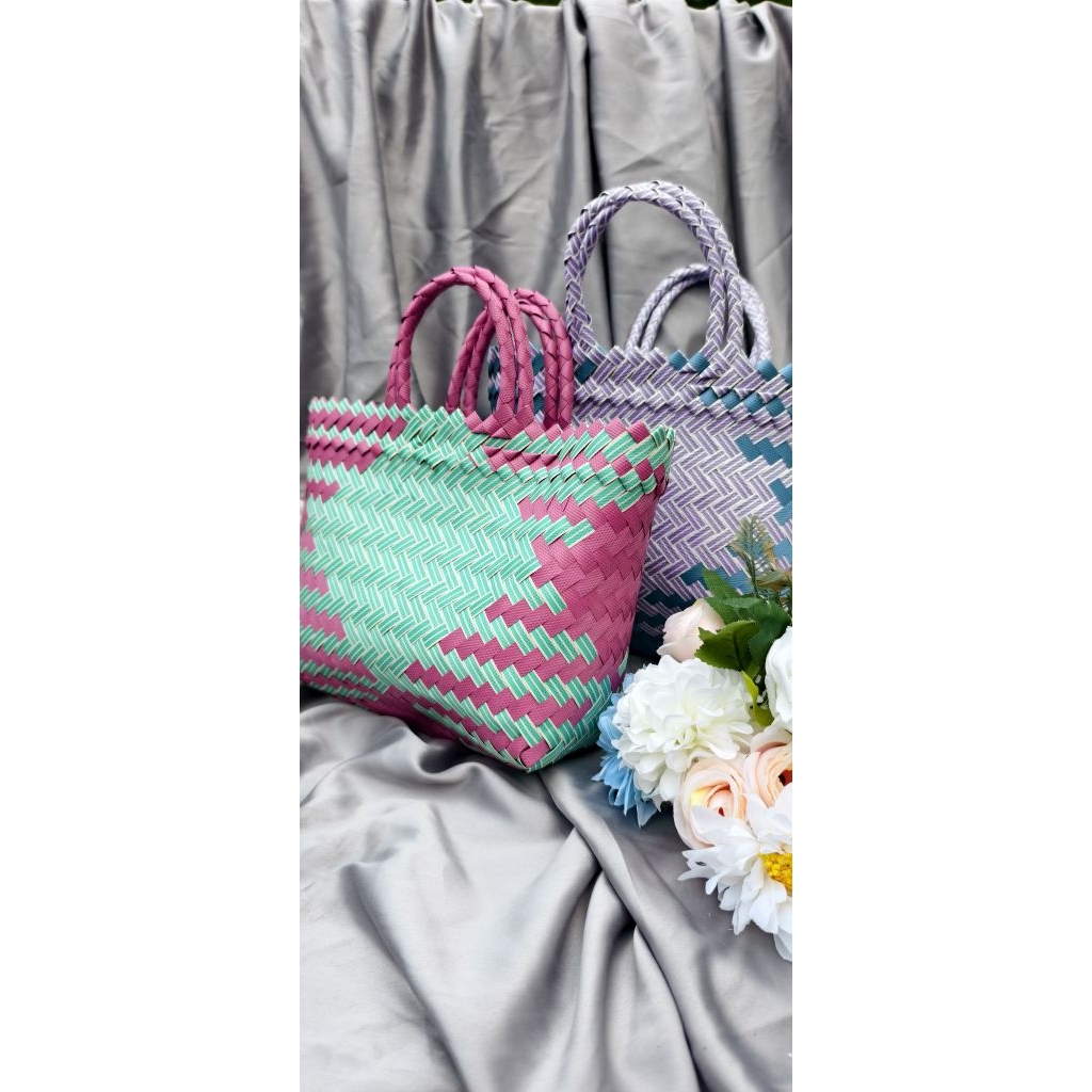 READY STOK - TAS ANYAMAN PLASTIK LURIK KECIL Hampers/Sovenir/Berkatan/Lebaran