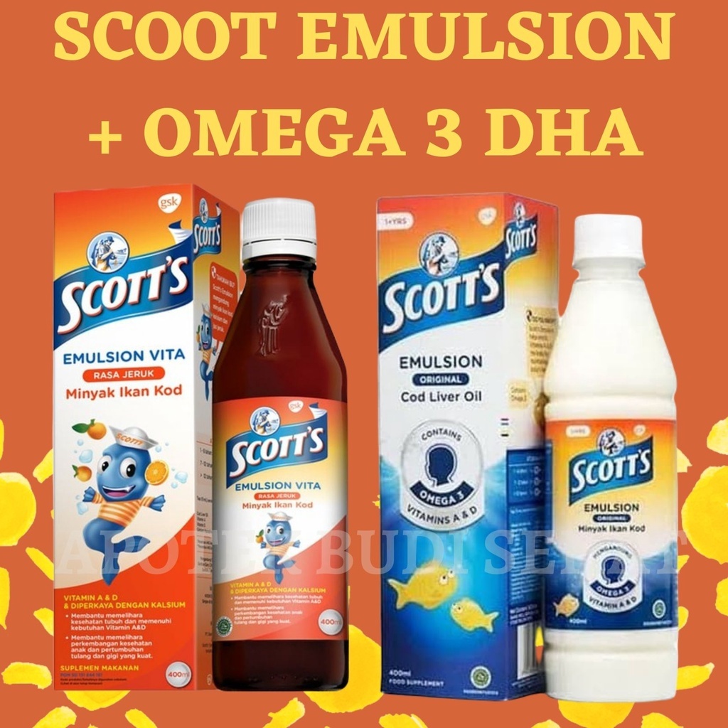 Scott emulsion Vita Scott's emulsion 200 mL Vitamin Anak Scott Scoot Minyak Ikan KOD Vitamin Omega 3