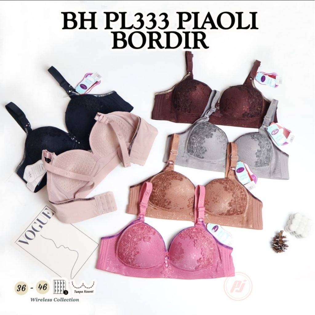 BH Piaoli Brukat Import PL333 size 36-46 / Jumbo cup Besar Brukat Bordir Bra Mewah Sexy