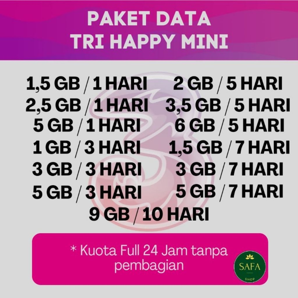 paket data tri happy mini
