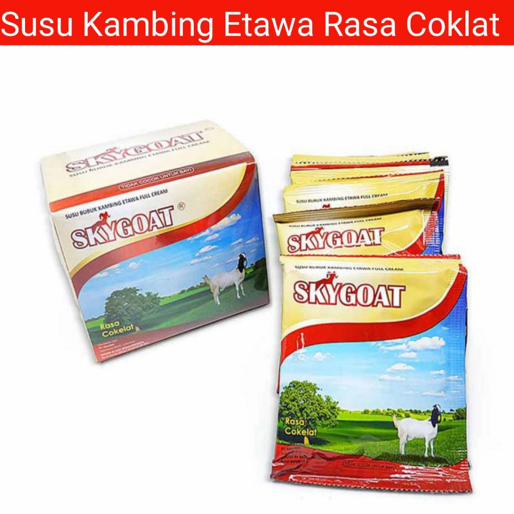 

Sky Goat Susu Kambing Susu Etawa Bubuk Full Cream Sky Goat Per Box 10 Sachet Original Box Dan Eceran Varian Original Coklat Asli Termurah