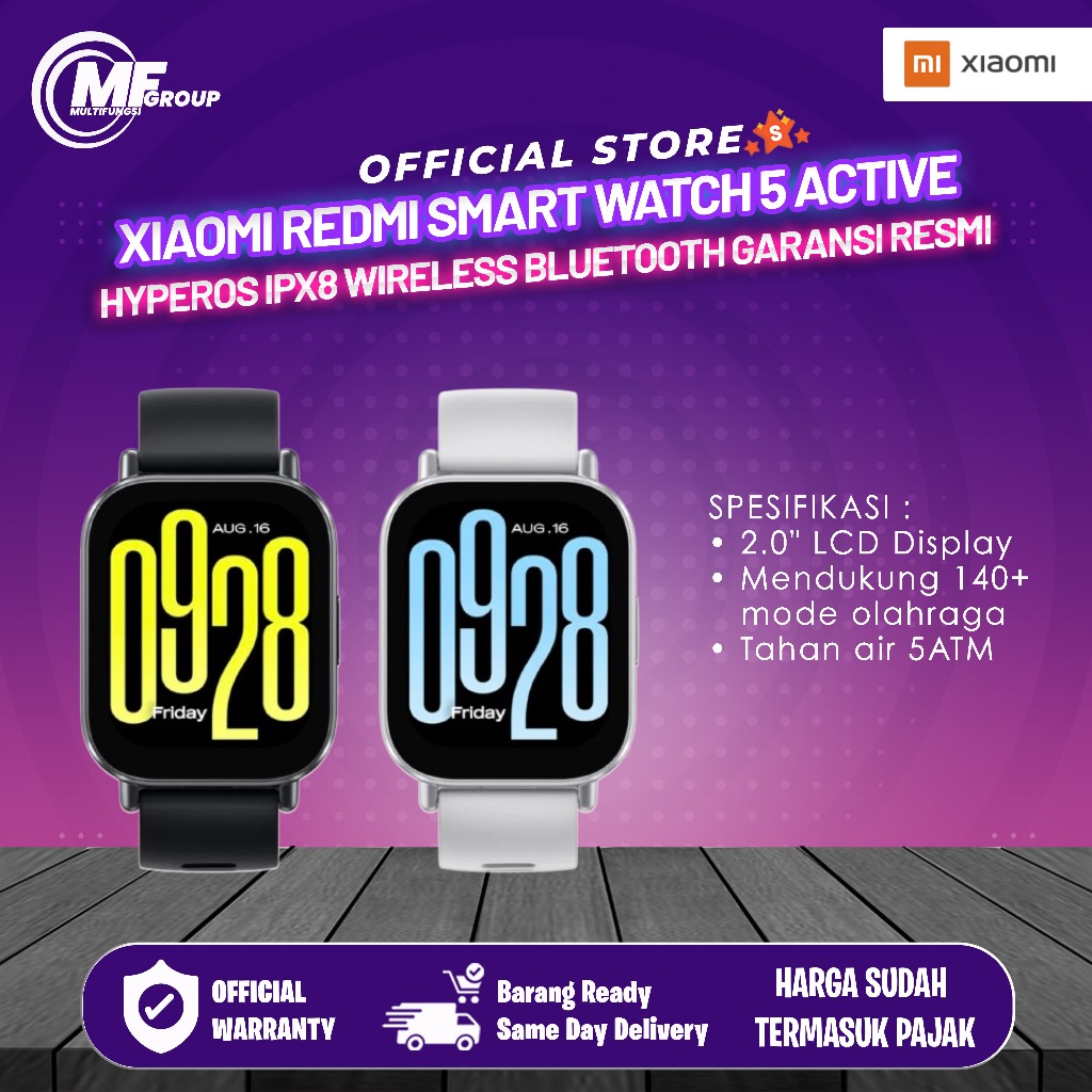 Xiaomi Redmi Smart Watch 5 Active HyperOS IPX8 Wireless Bluetooth Garansi Resmi