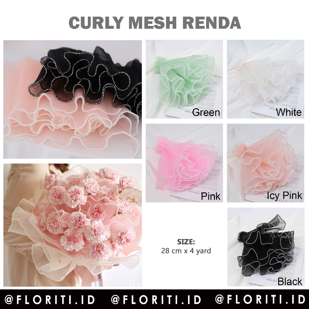 

(4 Yard) Jaring/Mesh Curly Renda Flower Wrapping