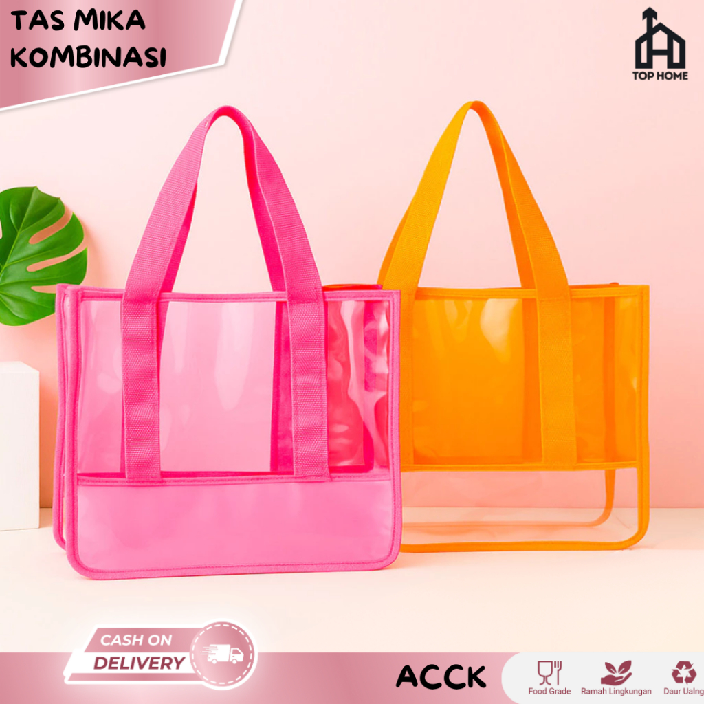 Tas Mika PVC Warna Polos / Totebag Mika PVC Warna Polos / Tas Belanja PVC Warna / Tas Travel PVC