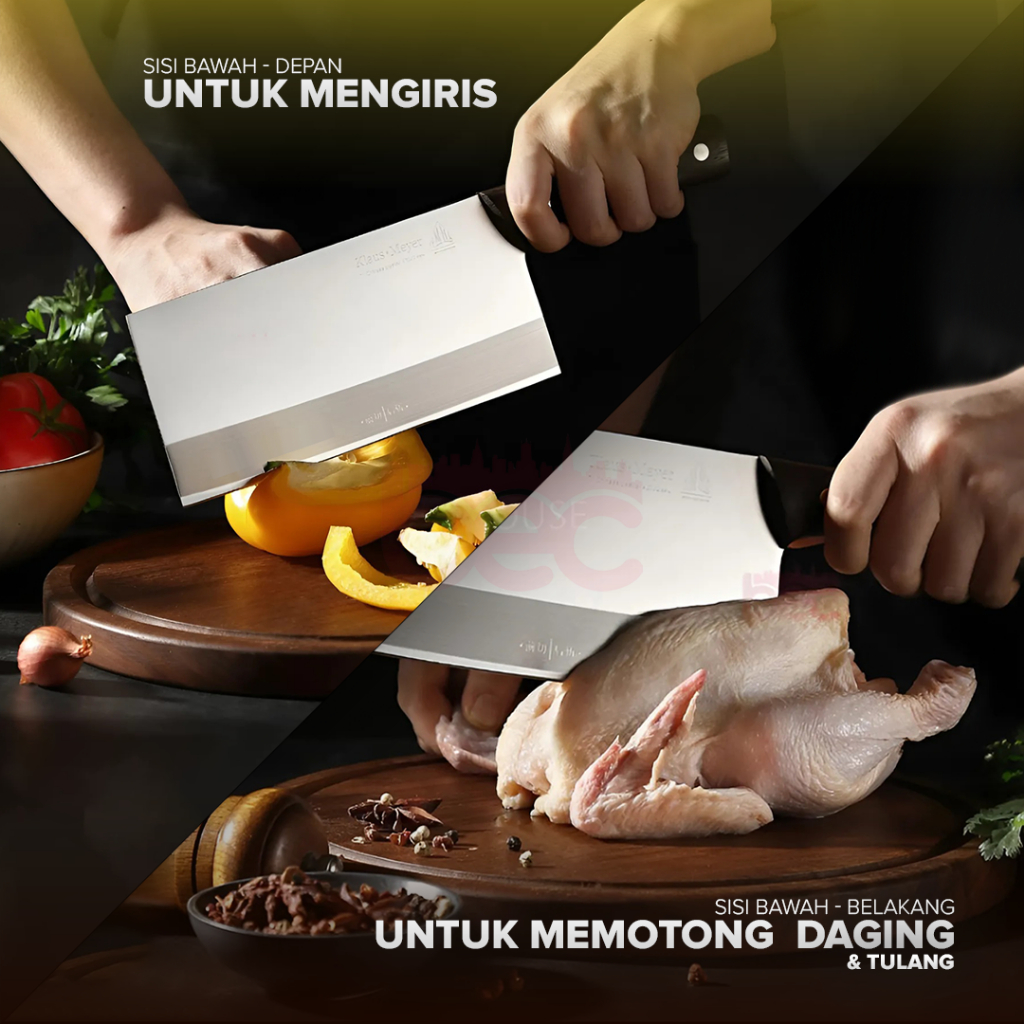 Terangbenderang_ Klaus-MeyerPisau Dapur Jerman Stainless Steel Multifungsi Gagang Kayu Super Tajam