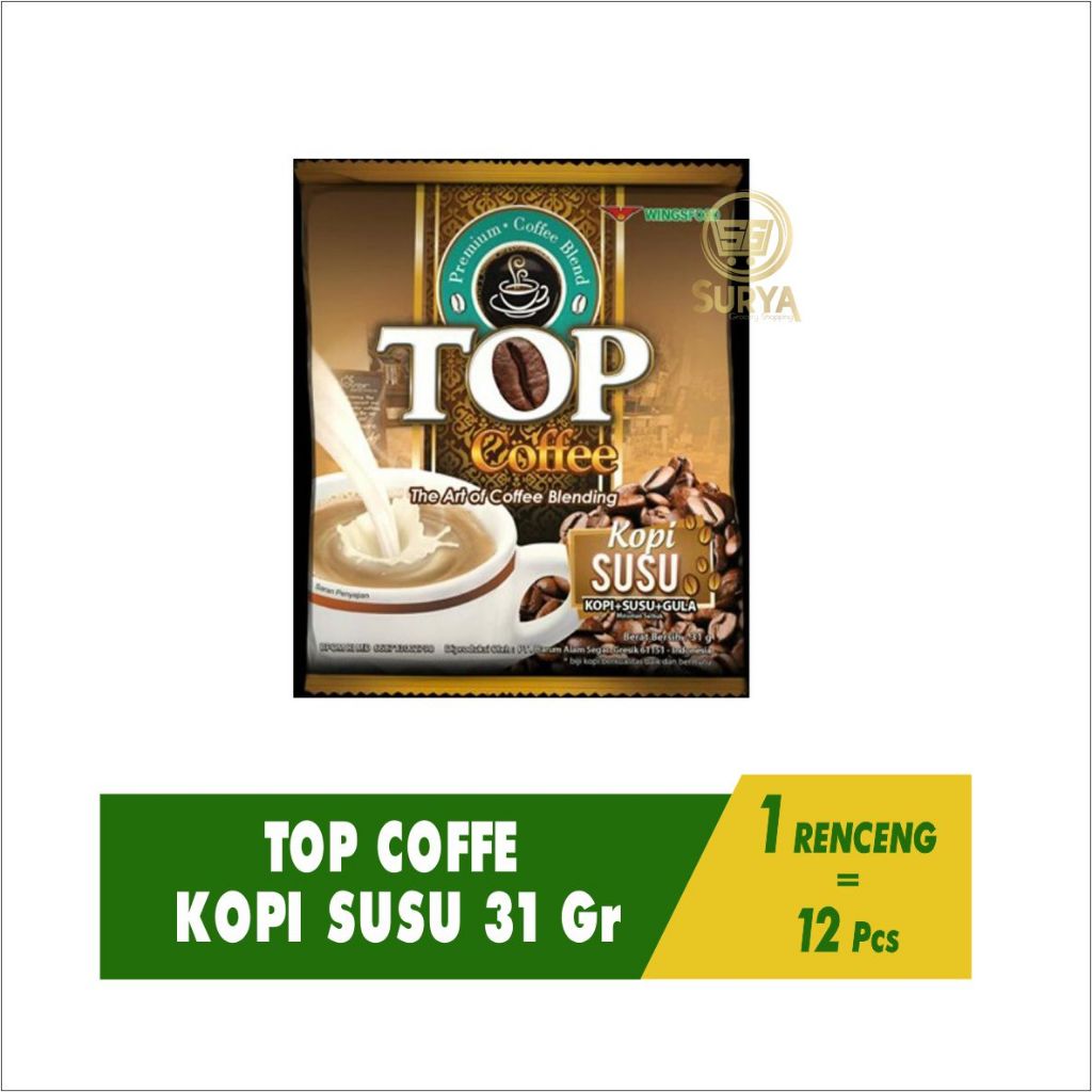 

TOP COFFE KOPI+SUSU+GULA 31g x 12 sachet