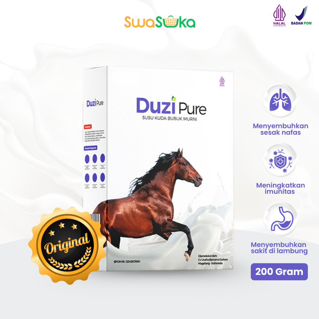 

Duzi Pure Susu Kuda Liar 1 Box Lombok Bubuk Mengobati Pengapuran Tulang Rematik 200 Gram