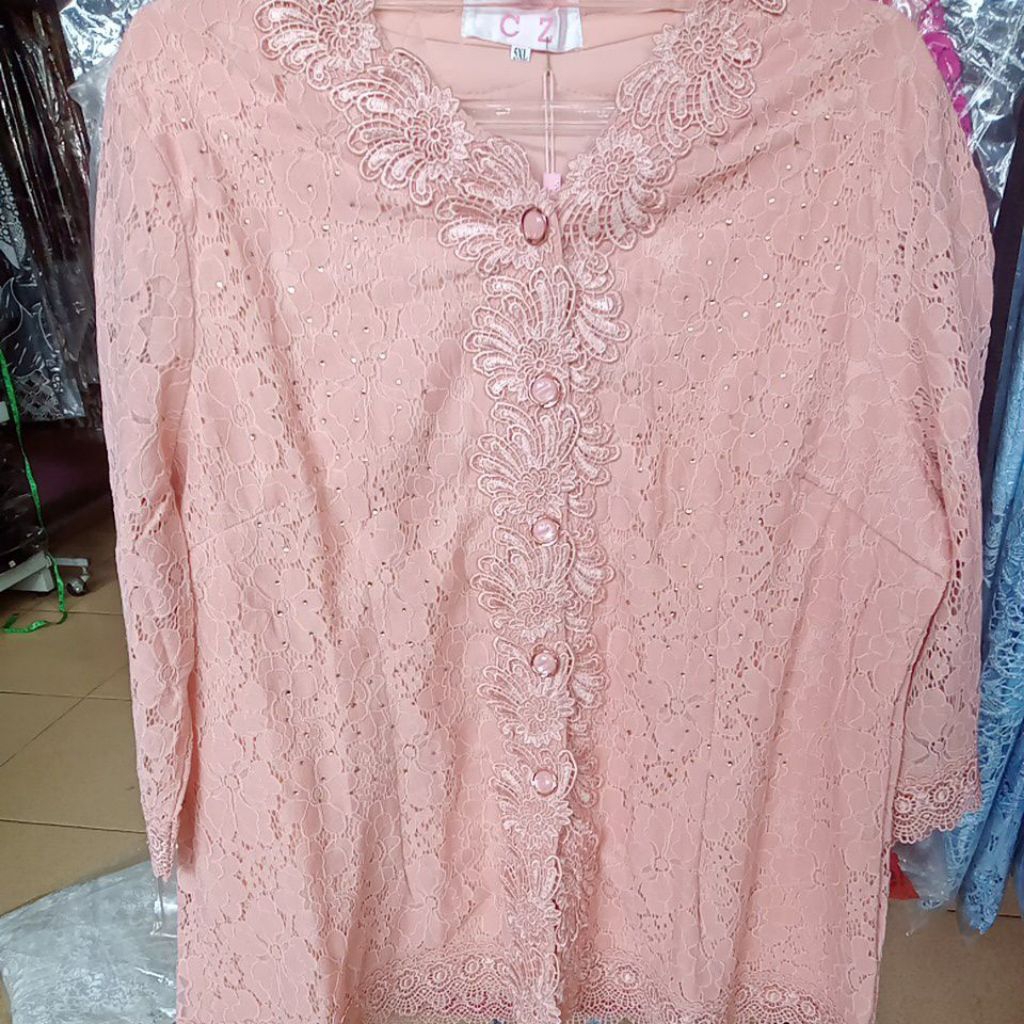 Jualan Baju atasan brokat CZ FINALE Import premium warna merah muda pucat atau dusty pink