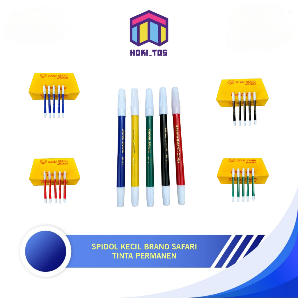 

Spisol Kecil Brand Safari Warna Warni Tahan Air Permanen Marker