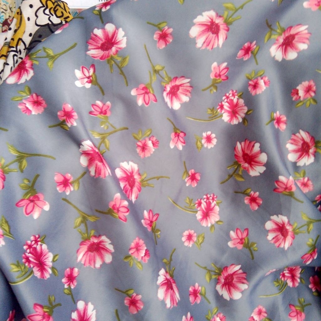 Kain Satin Silk Motif Bunga Premium - (AJT) - Kain Satin Silk Motif - Satin Silk Motif premium - Kai