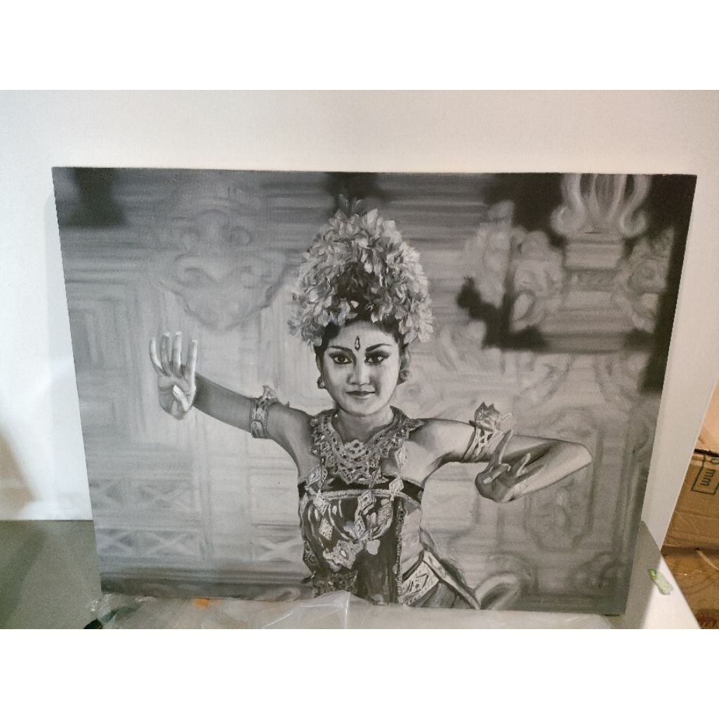 lukisan oil on canvas, penari bali