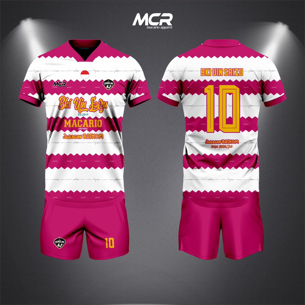 JERSEY FULL PRINTING PINK PUTIH H/ JERSEY SEPAK BOLA / JERSEY FUTSAL / JERSEY CUSTOM