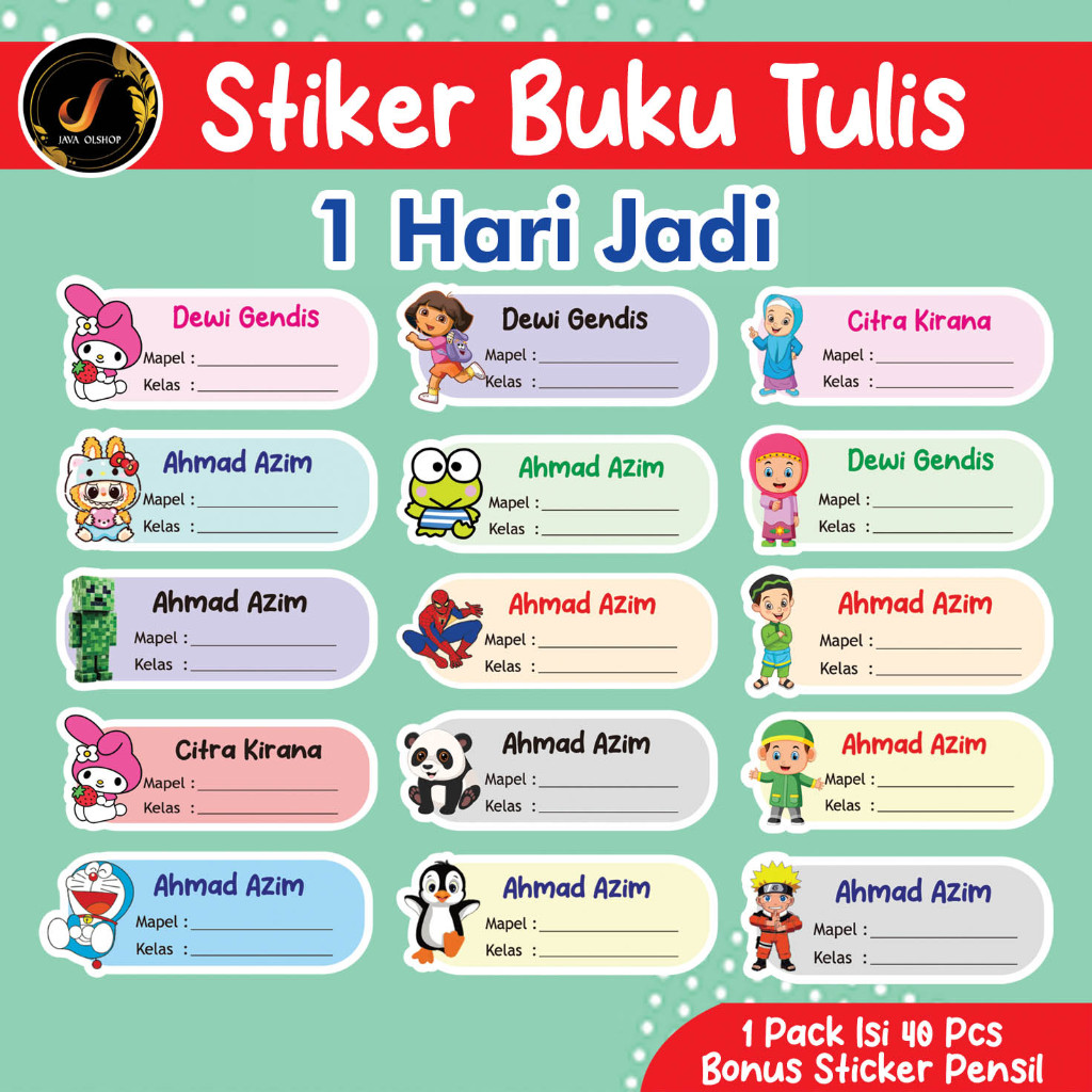

STIKER BUKU MATA PELAJARAN | STIKER BUKU TULIS | STIKER CUSTOM