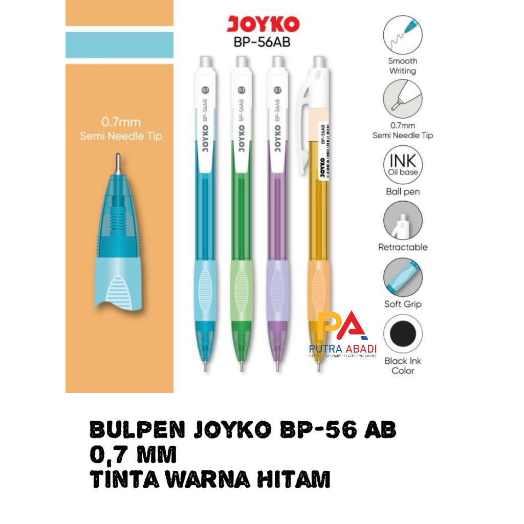 

Ball Pen Pulpen Pena Joyko BP-56AB 0.7 mm BP-56 0.7 mm Tinta Warna Hitam 12 Pcs