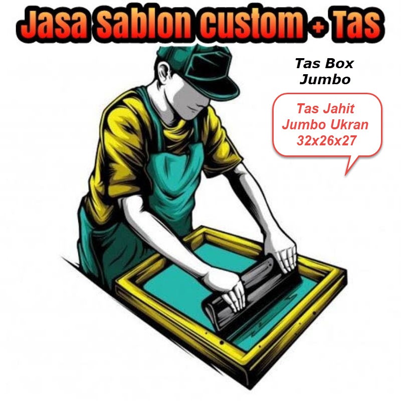 

(Jasa Sablon Custom + Tas) Box Jumbo Ukran 32x26x27 Tas Spunbond Jahit