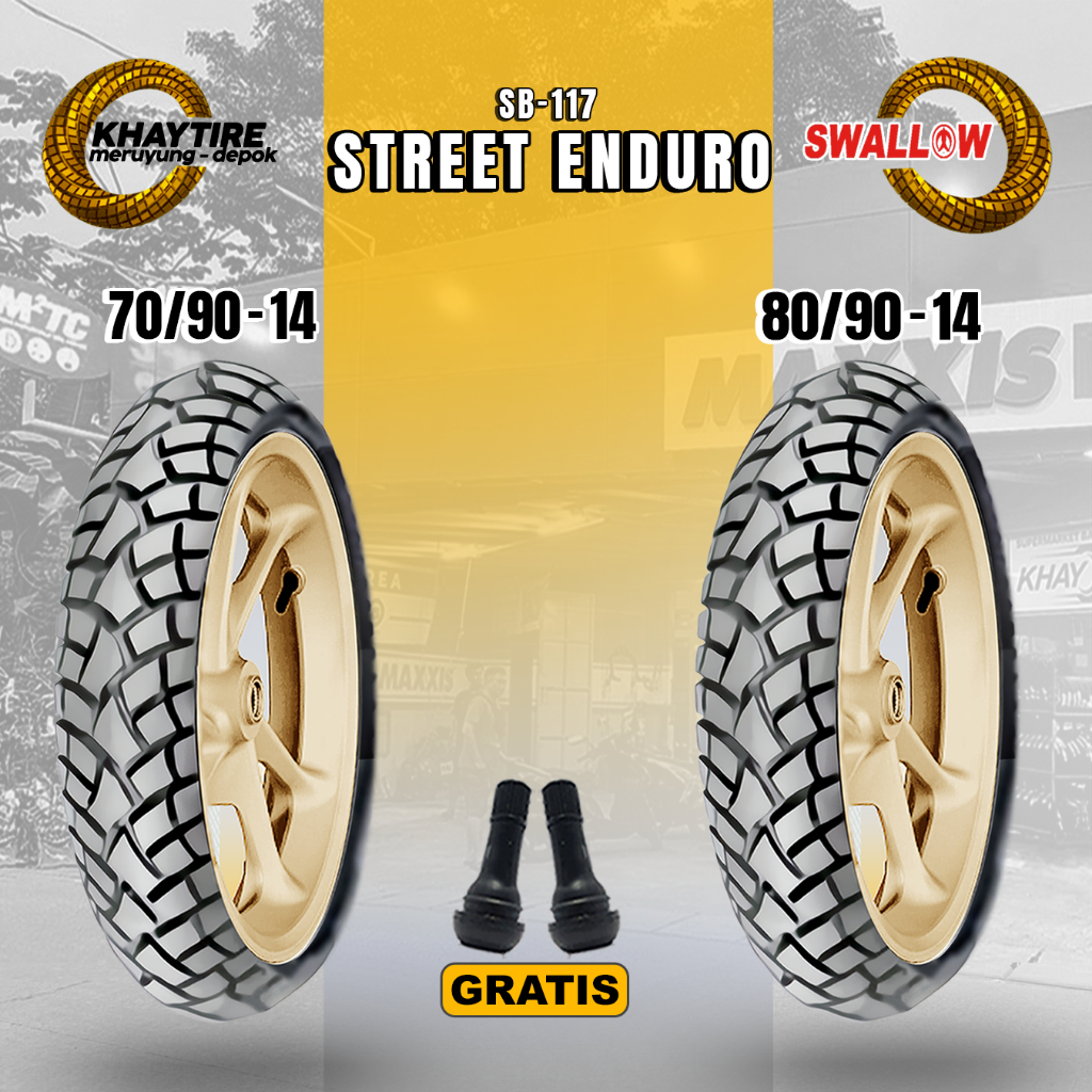 SATUAN DAN SEPASANG BAN MOTOR RING 14 SWALLOW STREET ENDURO SEMUA MATIC KECIL TUBELESS
