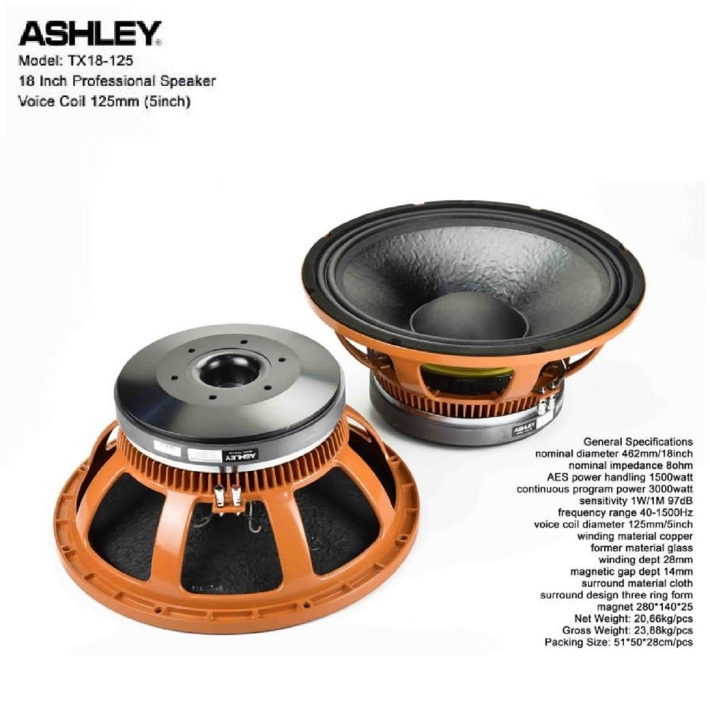 SPEAKER WOOFER ASHLEY TX18-125 ( 18 INCH ) ORIGINAL