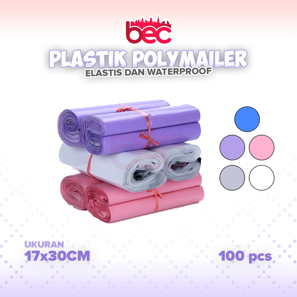 

[BEC] PLASTIK POLYMAILER 100 LEMBAR 17X30 CM | PLASTIC PACKING ONLINE SHOP KUALITAS PREMIUM POLY MAILER
