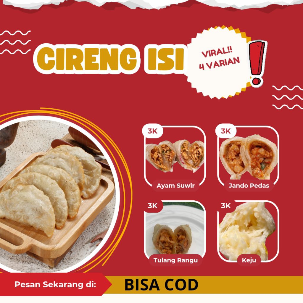 

Cireng Isi 4 vairan rasa isi 5pcs/kemasan/cireng isi zaphora/cireng isi khas garut
