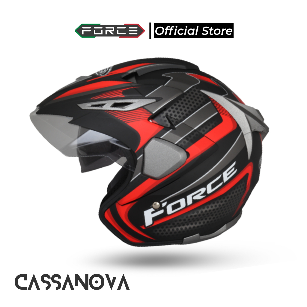 FORCE Cassanova Helm Half Face Double Visor (Non Smartlock)