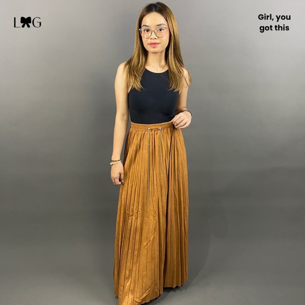 London Girl - Sophia Rok Wanita / Rok Panjang Wanita / Rok Panjang Plisket Suede Wanita