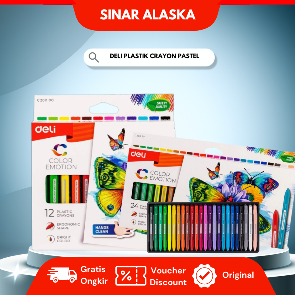 

Deli Krayon Sekolah Anak/ Crayon 12 24 Warna Cerah Deli EC20020