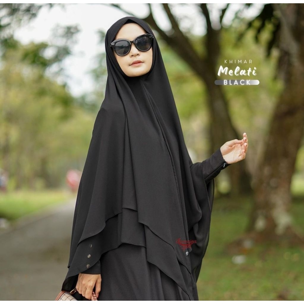 PRELOVED AISHMADINA YARKA - Jiya Khimar Nonpad Burnsand, Khimar melati black Khumaira Syari, Khimar 
