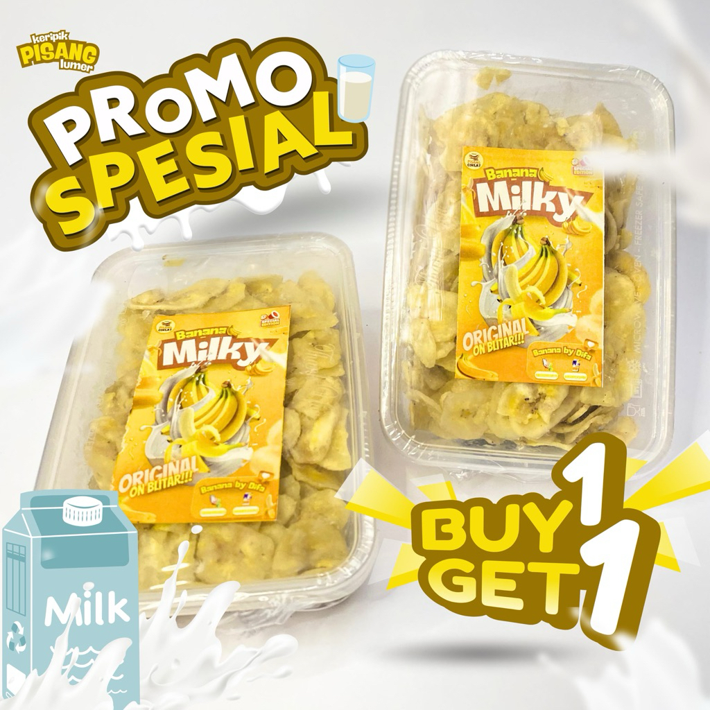 

(BELI 1 GRATIS 1) KERIPIK PISANG LUMER VARIAN SUSU