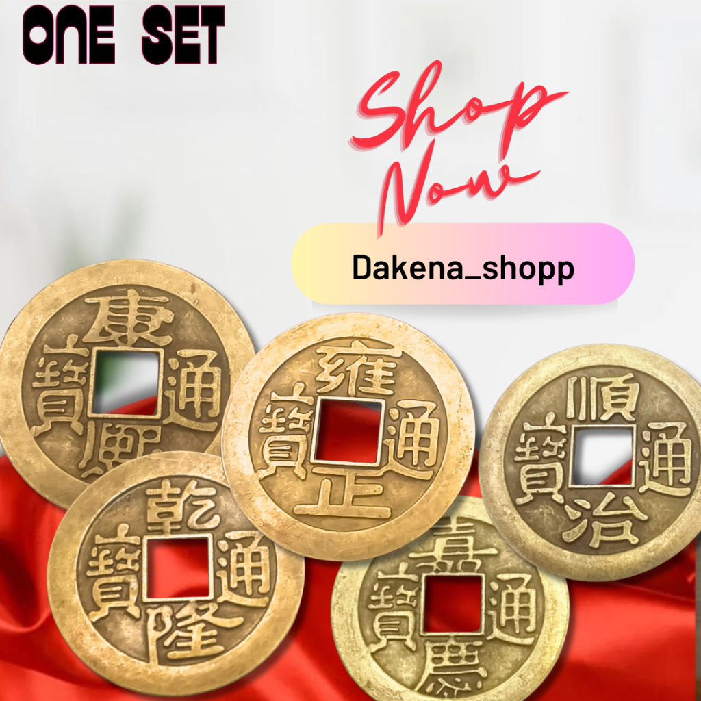ONE SET - 5 pcs Koin berbeda - koin YEN DAKENA Kuningan Fengshui Dynasty China