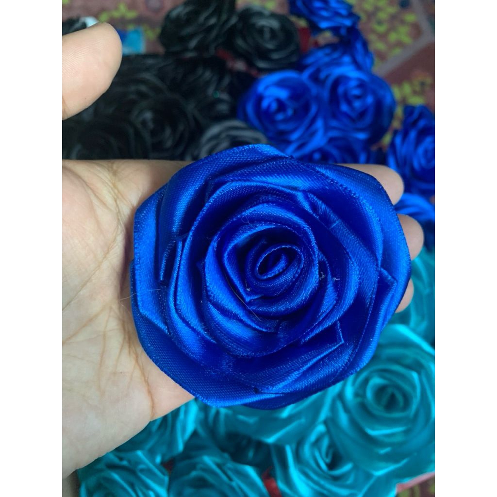 

mawar pita satin premium tanoa tangkai/bunga pita satin tanpa Glitter