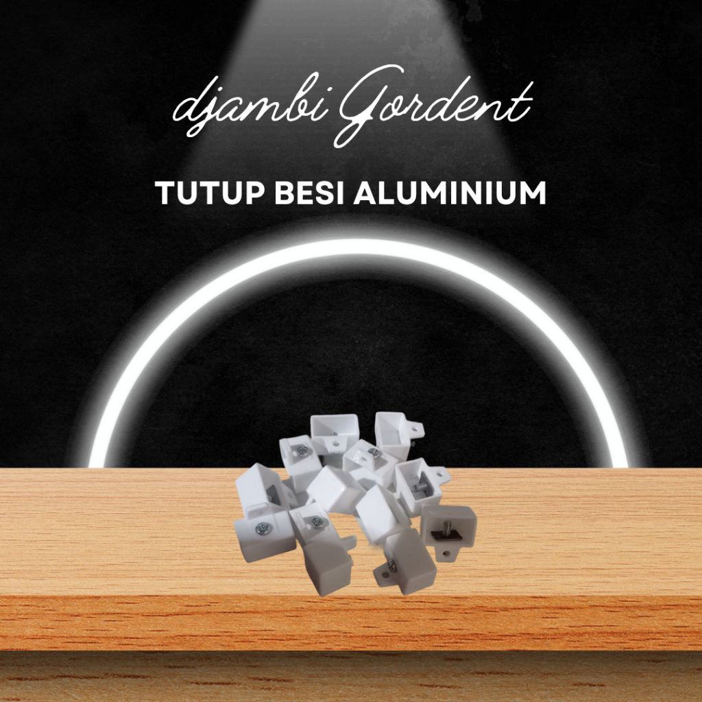 Tutup Rel Kotak Aluminium Plastik + Baut Pengunci Kuat | Tutup Ujung Rel Gorden Kotak Plastik Murah 