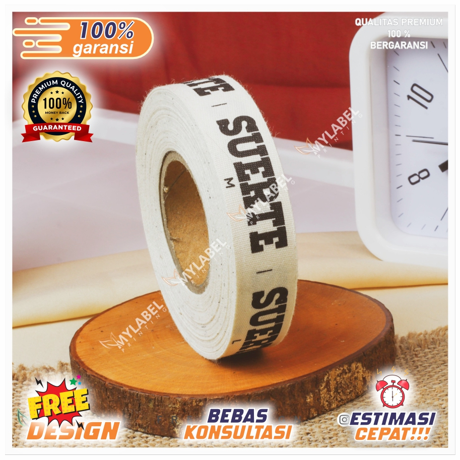 

( 1 Roll ) Label Katun Halus / Label Baju Custom / Katun import / Label hijab / Label Anti Gatal