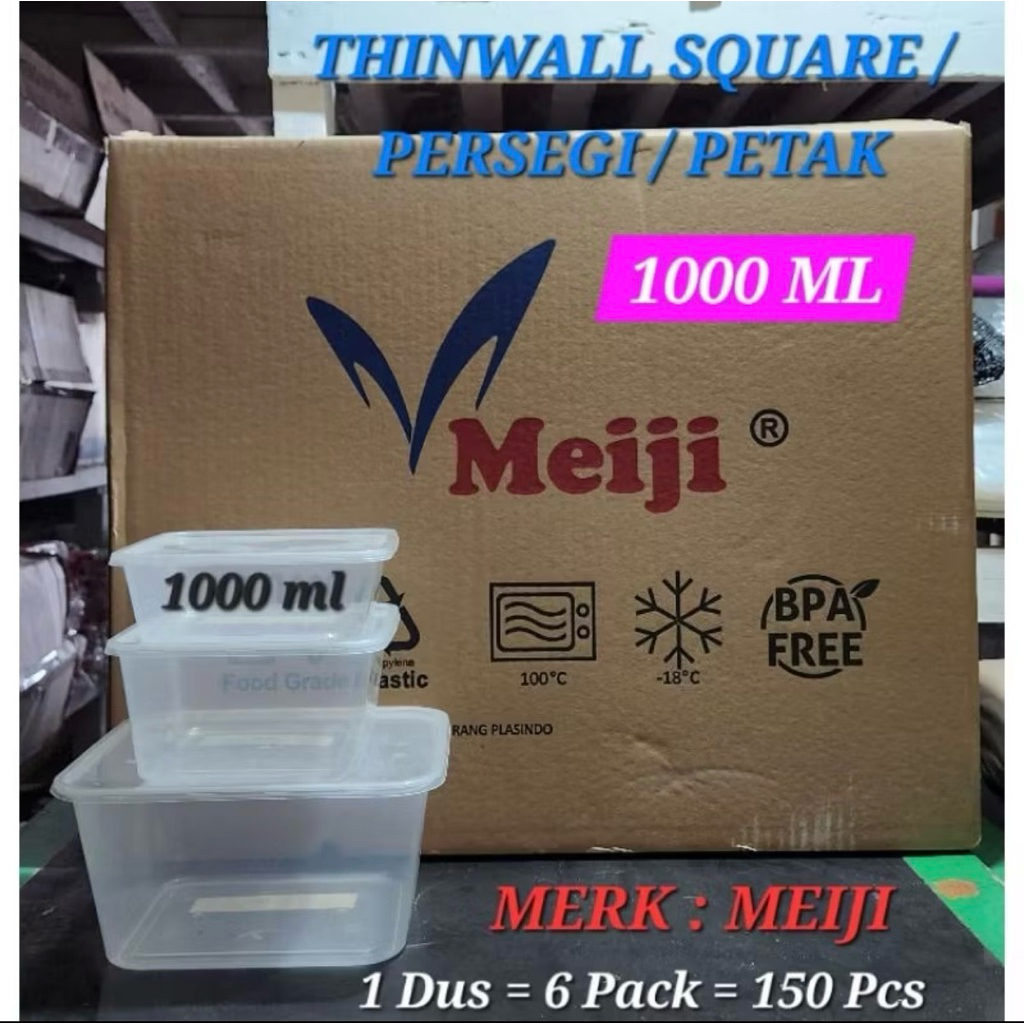 Kotak thinwall persegi 1000ml MEIJI