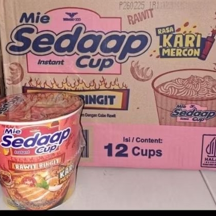

Sedaap Mie Sedap Cup Rawit Bingit Rasa Kari Mercon 1 dus