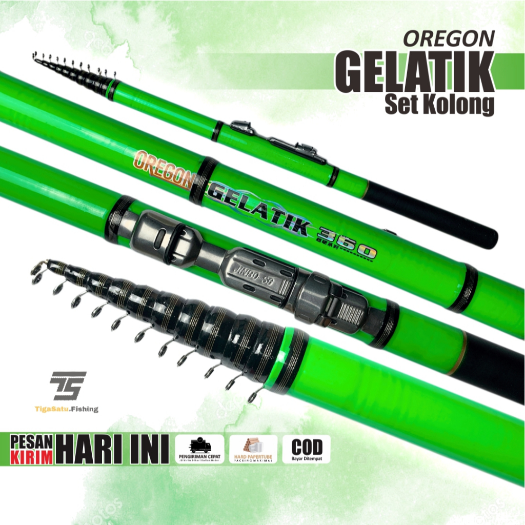 Joran Tegek Set Kolong Ruas Pendek Oregon Gelatik Fiber 180-450 Tongkat Pancing