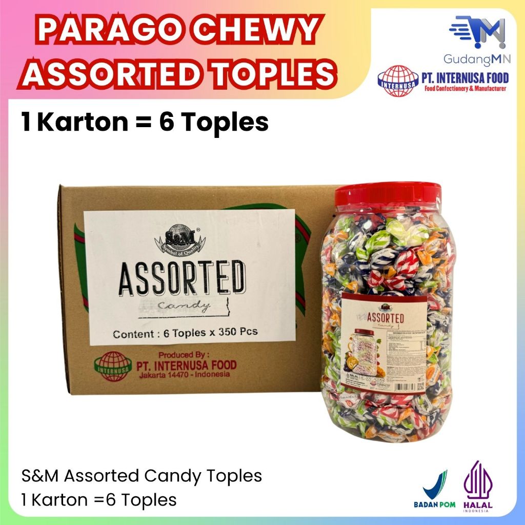 

Permen S&M Assorted Candy Toples . 1 Karton (6 toples)