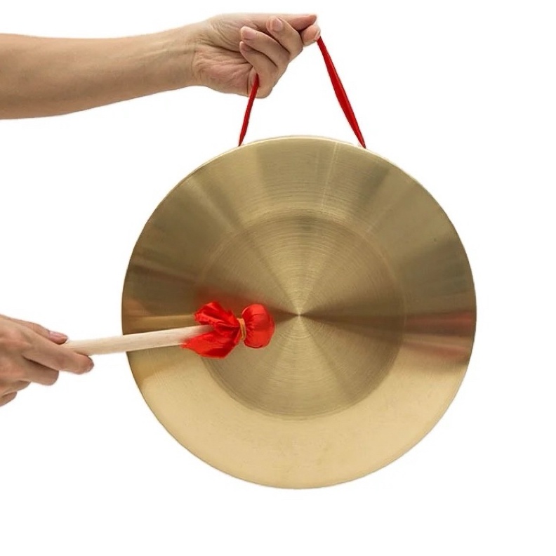 KODE M36T 18CM Gong Cina Gong Tangan Perunggu Gong Luo Kuningan Mainan Musik Untuk Peringatan Dini D