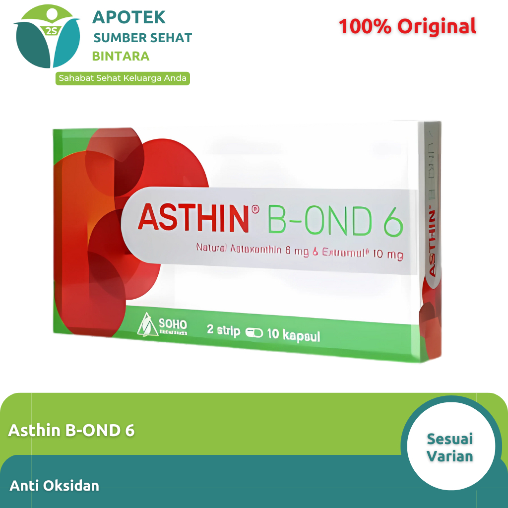 [ASTHIN B-OND]Asthin B-Ond 6 mg | Kombinasi Astaxanthin & Omega 3 | Jaga Tubuh Tetap Bertenaga
