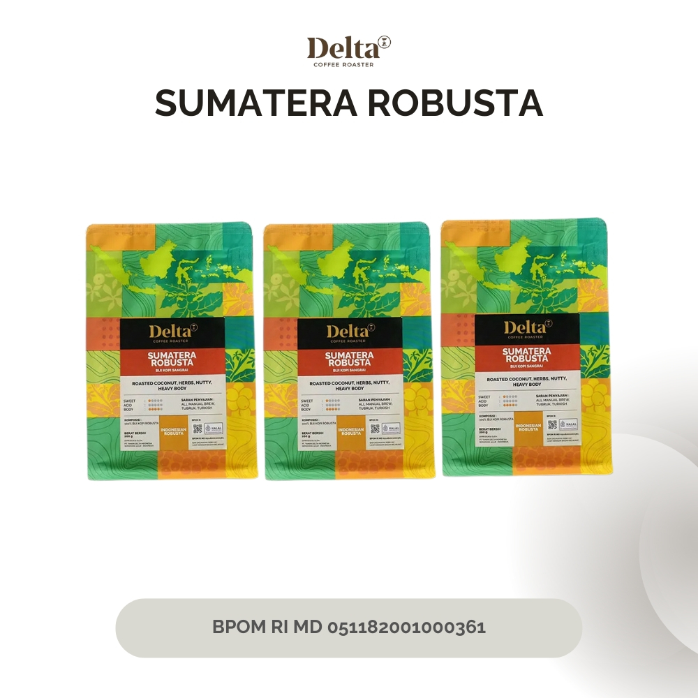 

DELTA COFFEE ROASTER - Kopi Robusta Sumatera - 3x200gr
