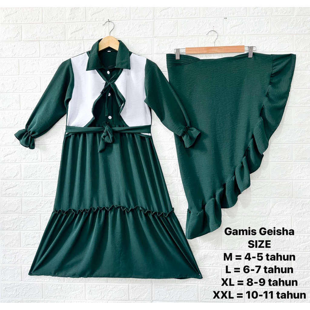 BAJU GAMIS SET ANAK/HIJAB GLASH BAHAN CRINKLE SIZE M L XL XXL