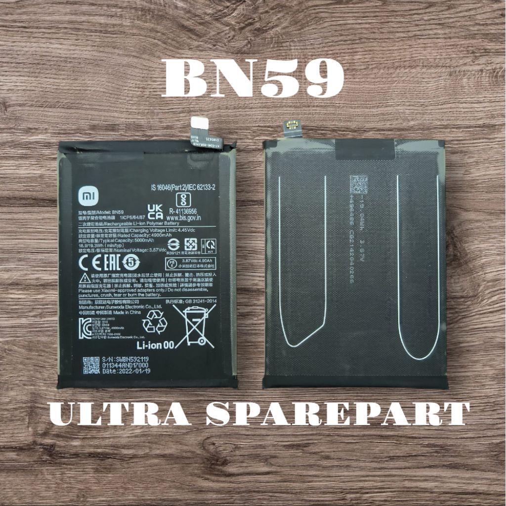 BATRE BATTERY BATERAI BN59 XIAOMI REDMI NOTE 10 4G/ NOTE 10S ORIGINAL 100% COPOTAN CABUTAN BEKAS SEC