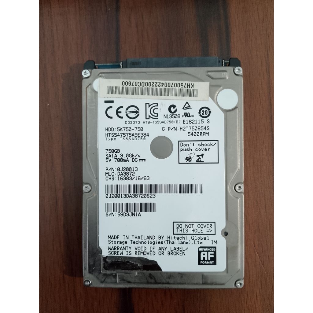 hdd harddisk laptop 2.5" 750 gb