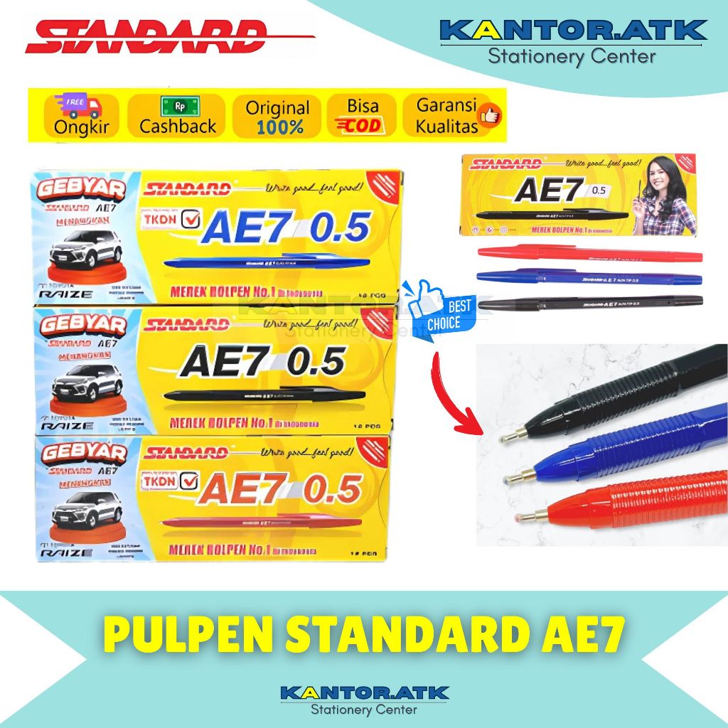 

(12Pc) Pulpen AE7 STANDARD 0.5mm Pena Ball Pen