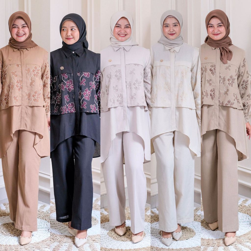 Valeria setelan oneset terbaru premium original by Ninos design