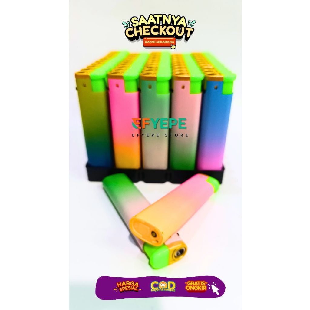 KOREK API  GM 110 COLORFULL Korek Api GAS metrolighter Model Bara slim Winproof / Tahan Angin Korek 