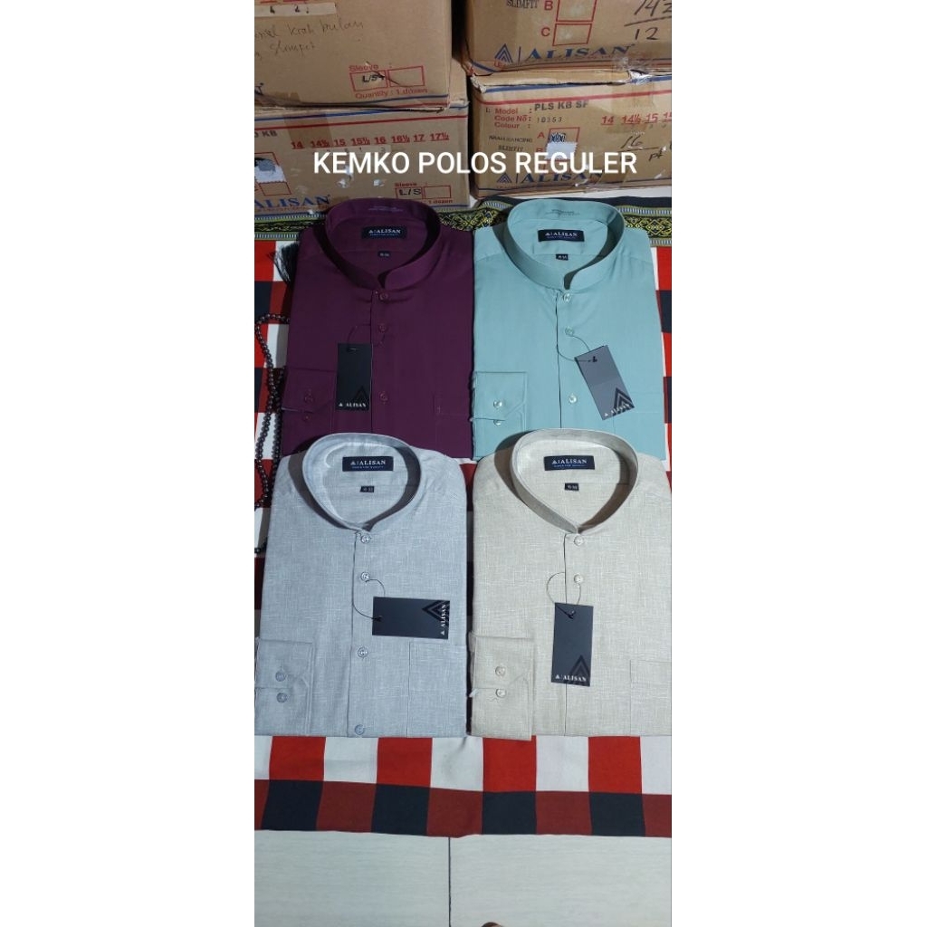 KEMEJA ALISAN KOKO POLOS REGULER KRAH LENGAN PANJANG