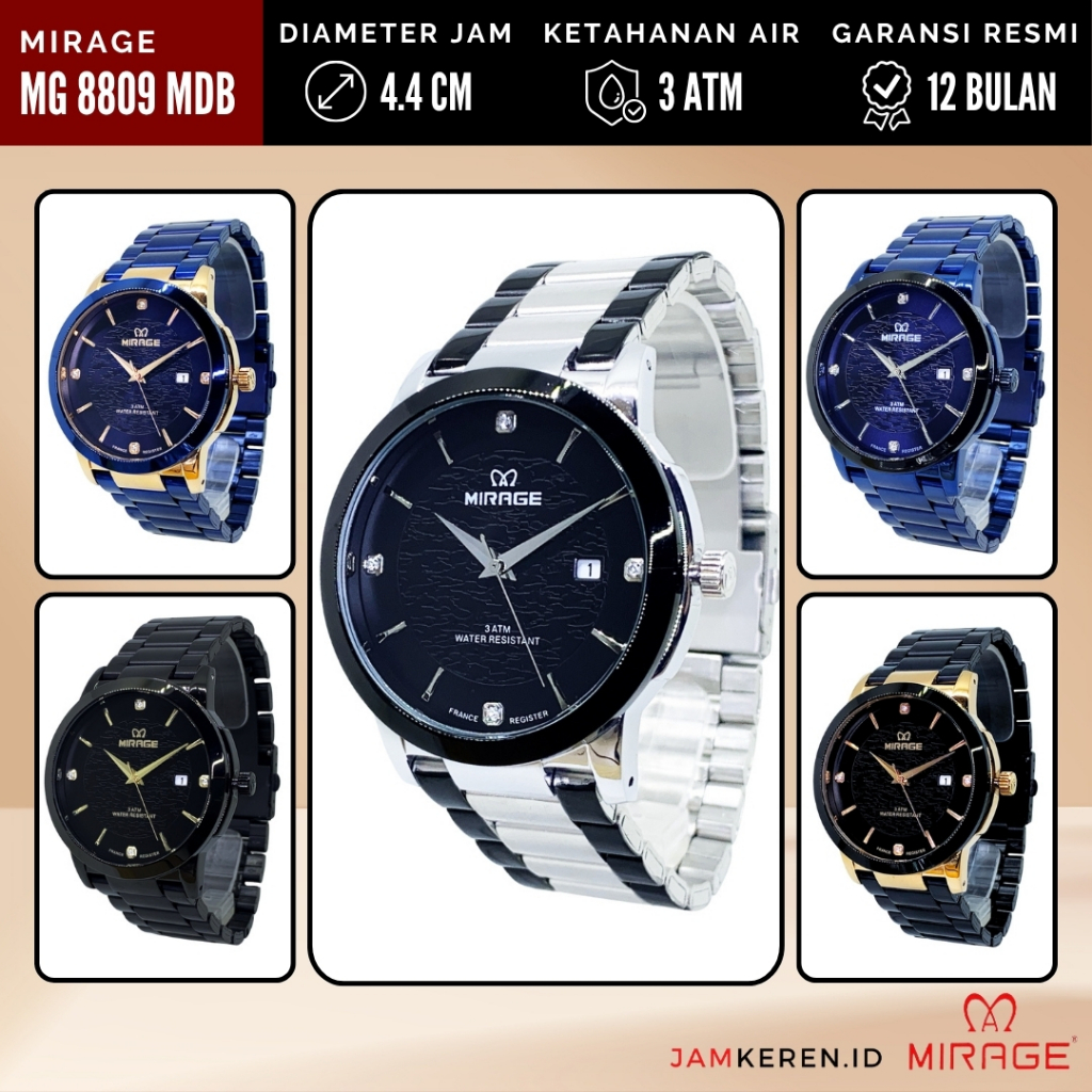 Mirage - Jam Tangan Mirage Pria - Jam Tangan Pria Original - Jam Tangan Pria Stainless Steel 8809 MD