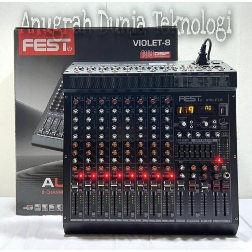 Mixer Fest Violet 8 Original 8 Channel + Stereo L R Channel Bluetooth